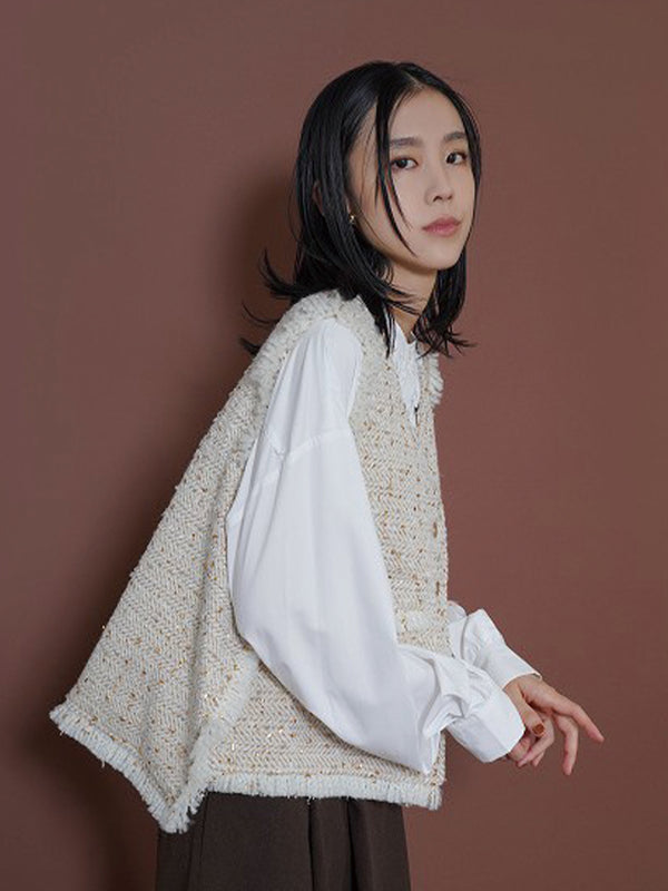 ランダムラメツィードオープンベスト