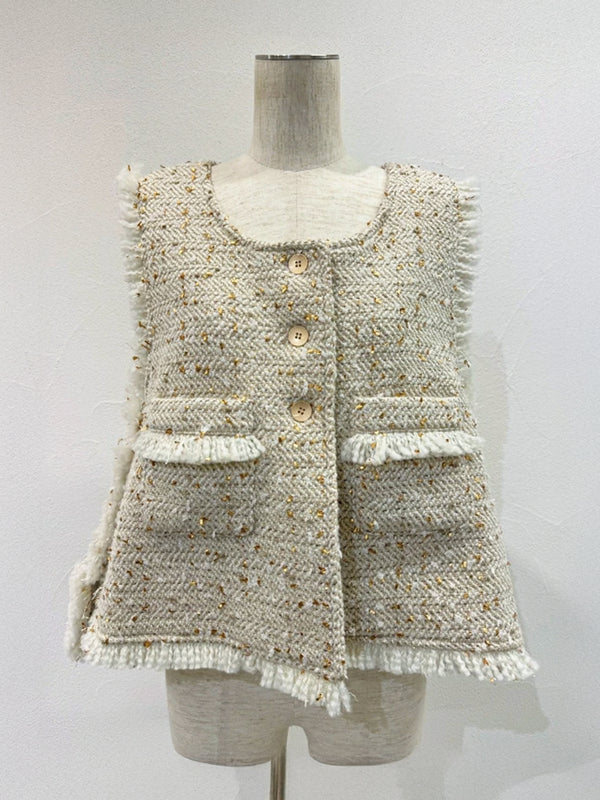 ランダムラメツィードオープンベスト