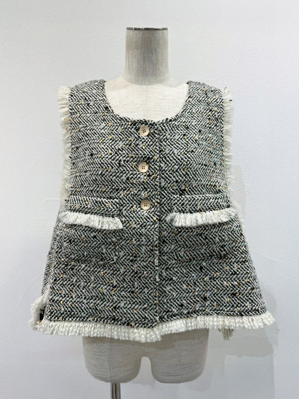 ランダムラメツィードオープンベスト