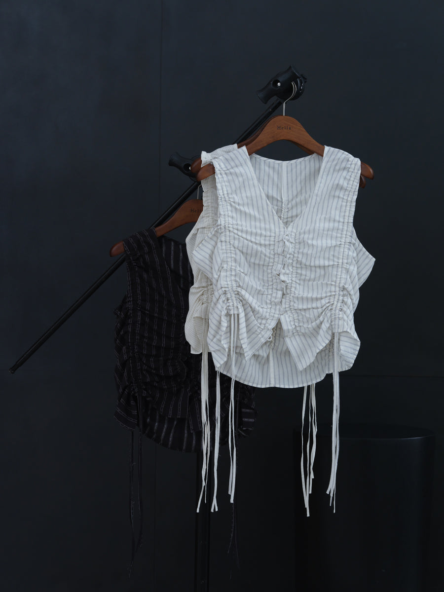 トップス hella gather stripe top gather stripe top – FRUNQAVAN ONLINE STORE