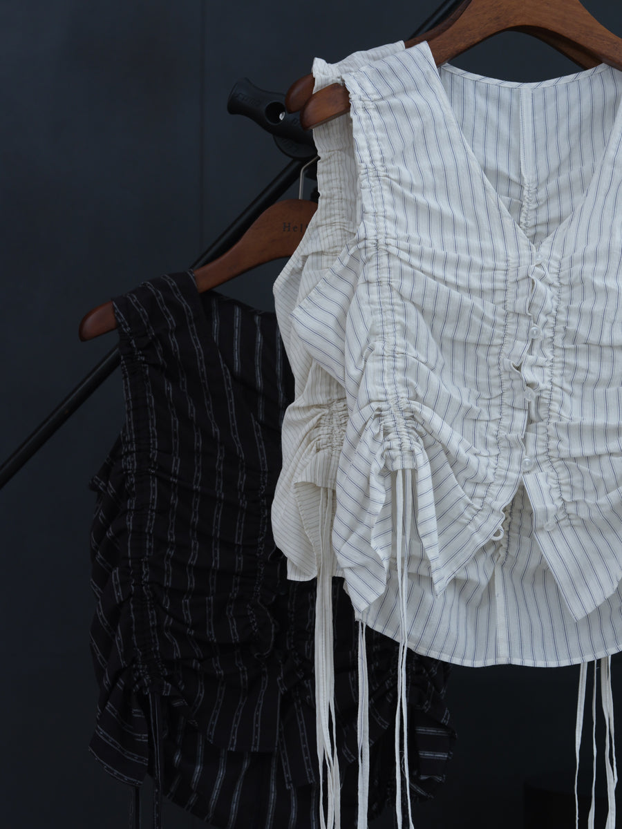 トップス hella gather stripe top gather stripe top – FRUNQAVAN ONLINE STORE