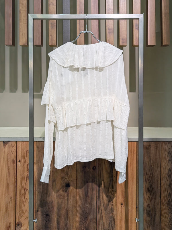 COTTON JACQUARD FRILL TOP