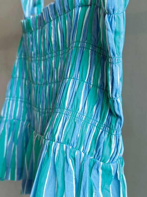 Cotton Wave Stripe Print Shiring Top
