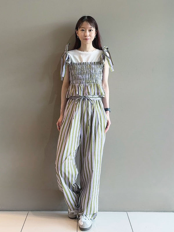 Cotton Wave Stripe Print Shiring Top