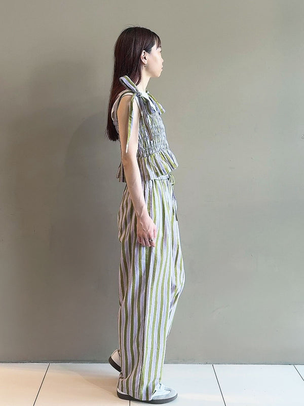 Cotton Wave Stripe Print Shiring Top