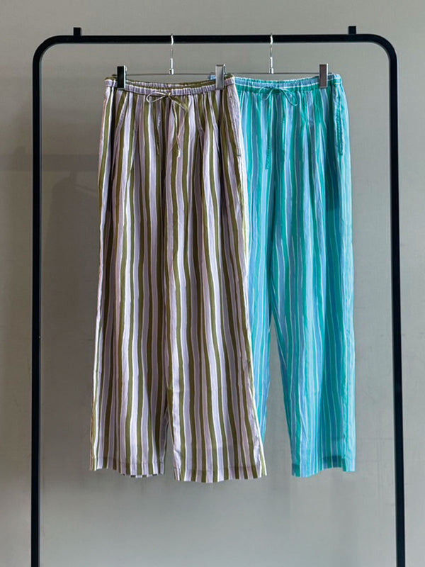Cotton Wave Stripe Print Pants