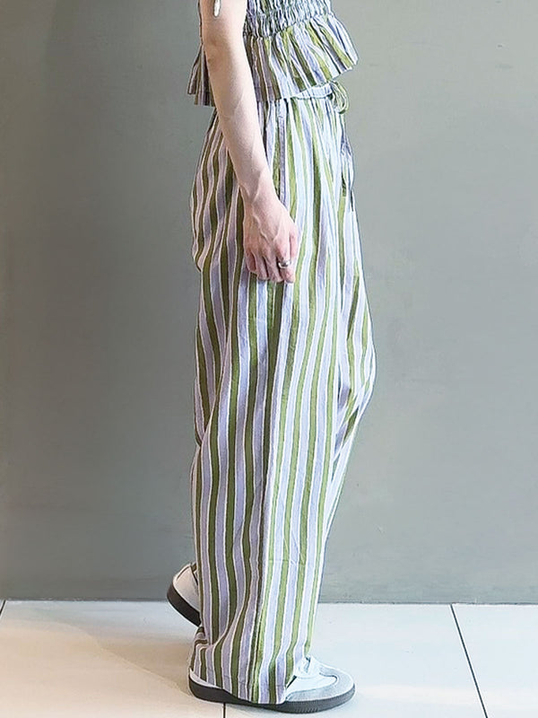 Cotton Wave Stripe Print Pants