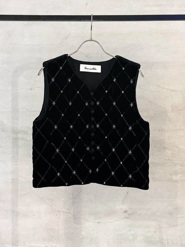 VELVET BEADS EMBROIDERY VEST