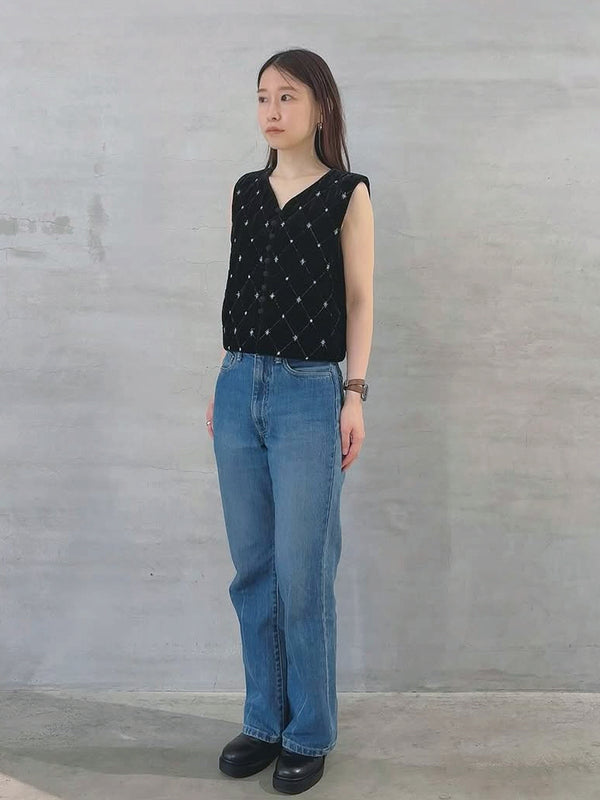 VELVET BEADS EMBROIDERY VEST