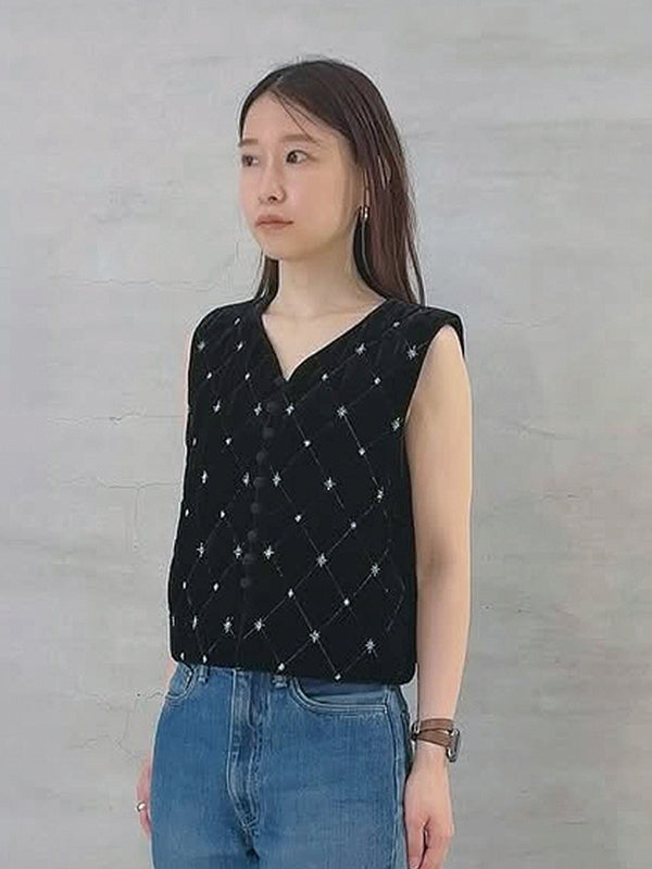 VELVET BEADS EMBROIDERY VEST