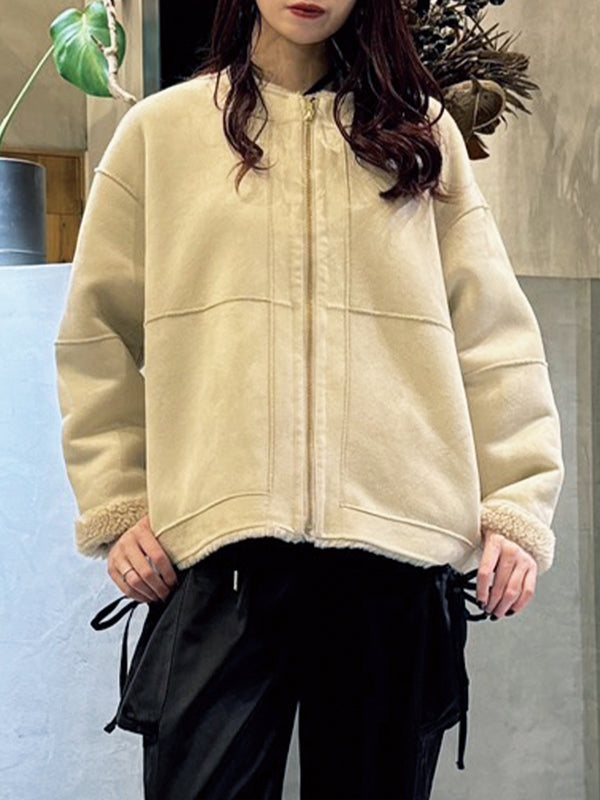 reversible no collar coat