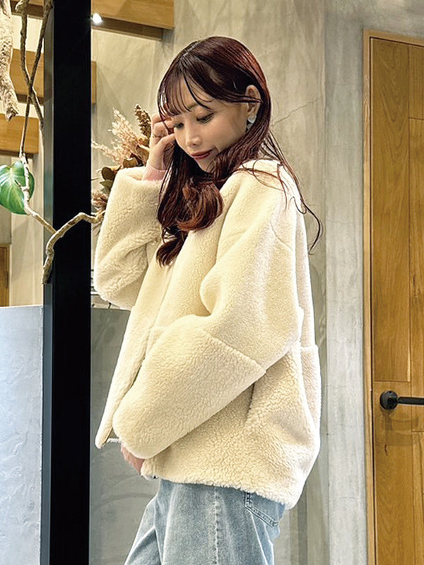 reversible no collar coat