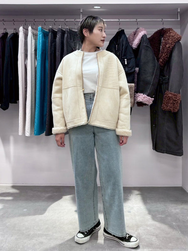 reversible no collar coat