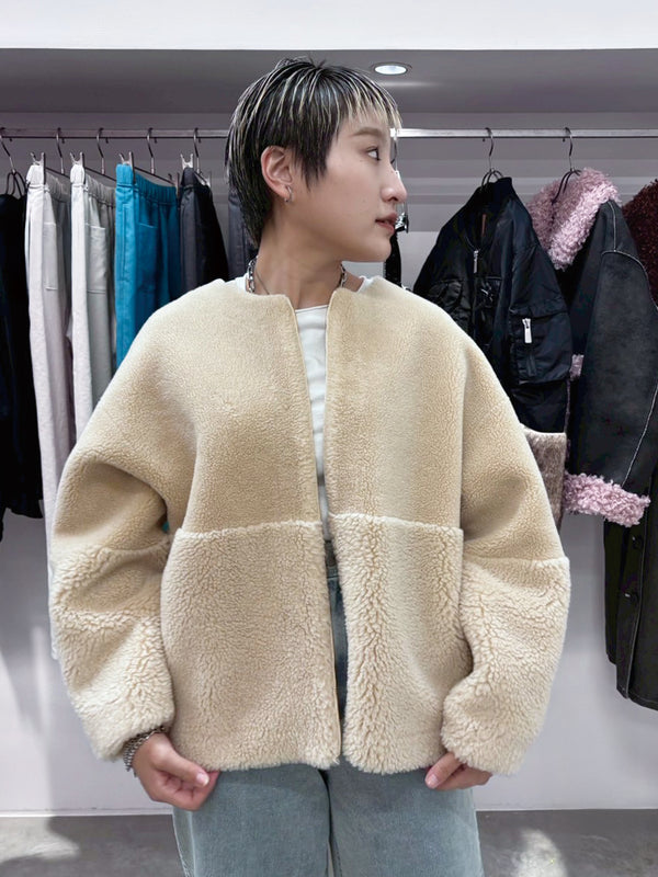 reversible no collar coat