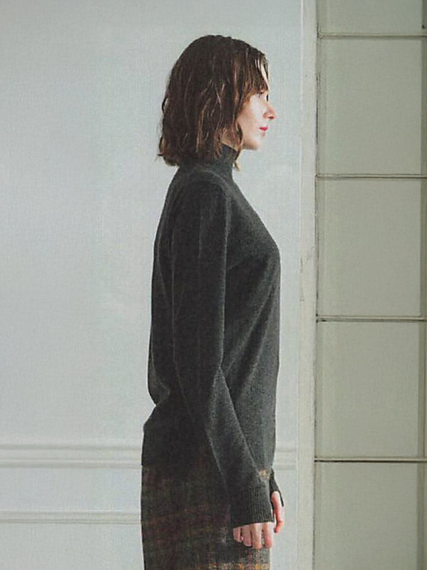 ウールシルク♡ワンポイントハイネックPO