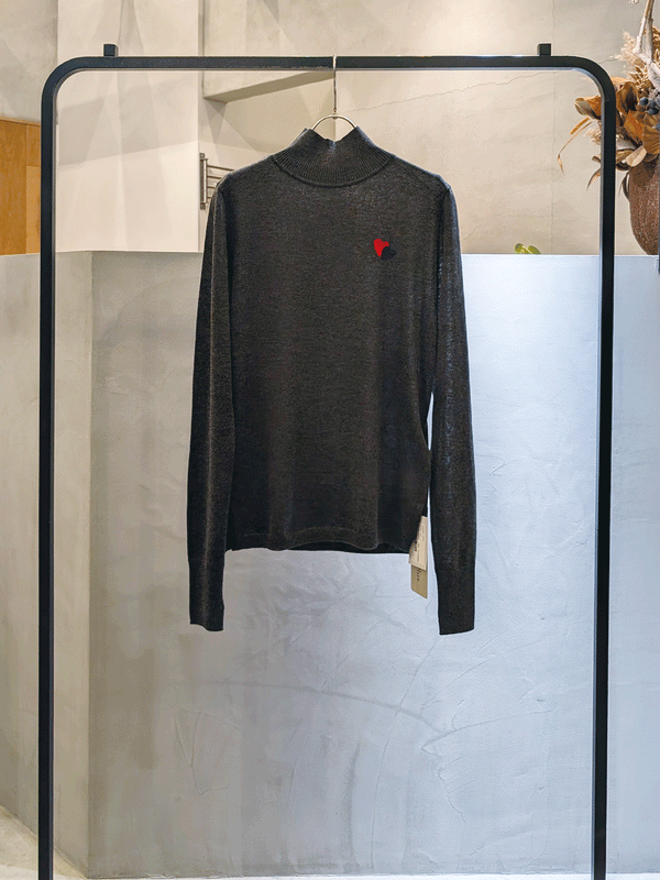 ウールシルク♡ワンポイントハイネックPO