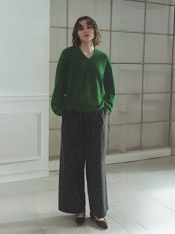 100%ウールホールガーメントＶネックPO