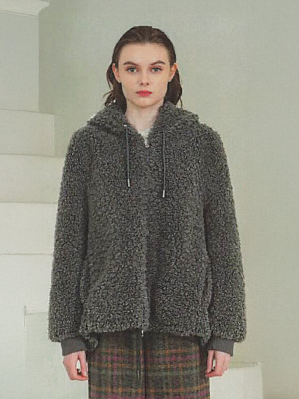 ボア×タフタリバーシブルフーディーコート