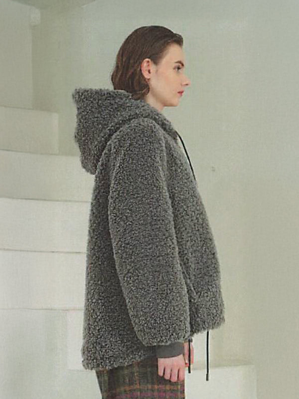 ボア×タフタリバーシブルフーディーコート