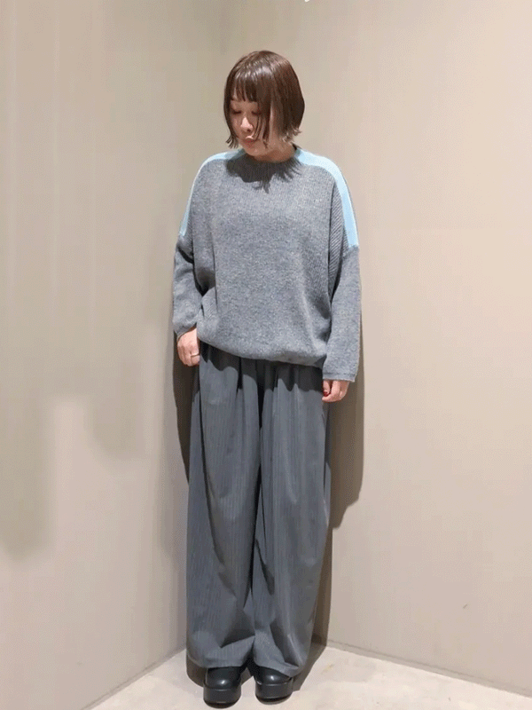 カラーラインアゼ編みワイドシルエットPO