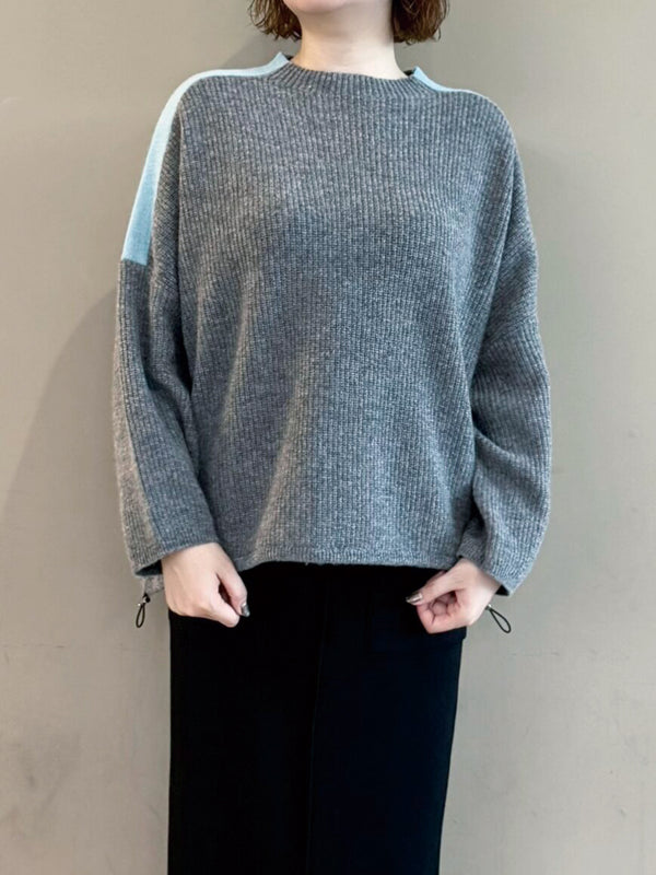 カラーラインアゼ編みワイドシルエットPO