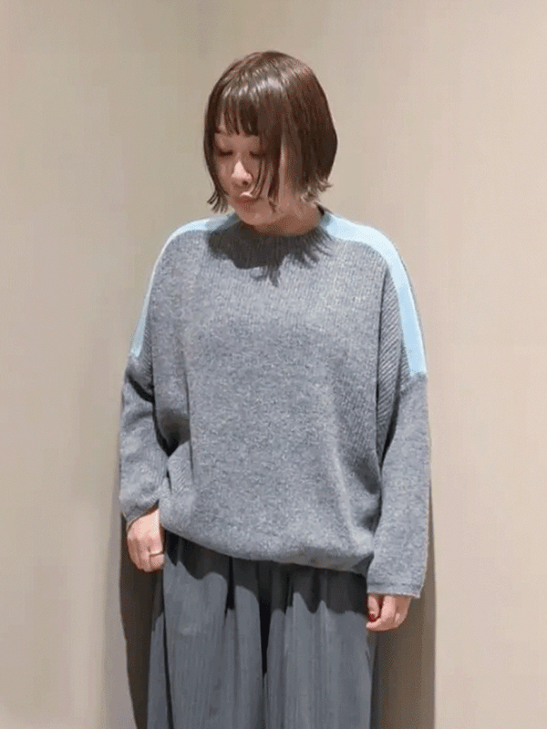 カラーラインアゼ編みワイドシルエットPO
