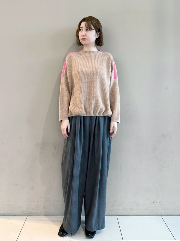 カラーラインアゼ編みワイドシルエットPO