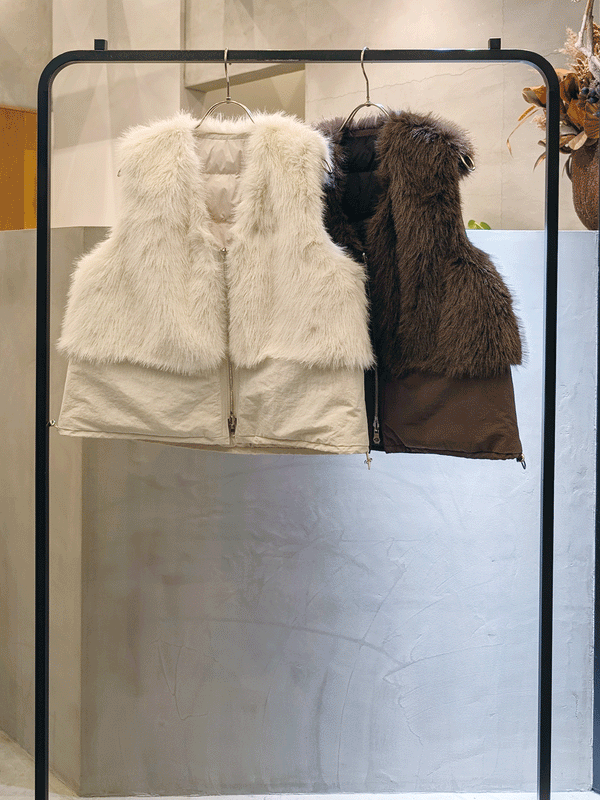 フロントファーリバーシブルダウンベスト