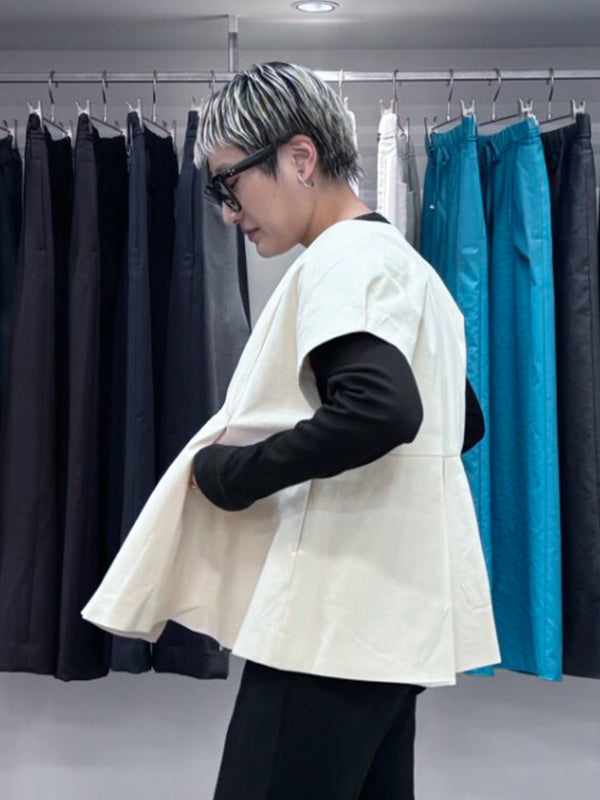 ストレッチコットンプリーツジップベスト