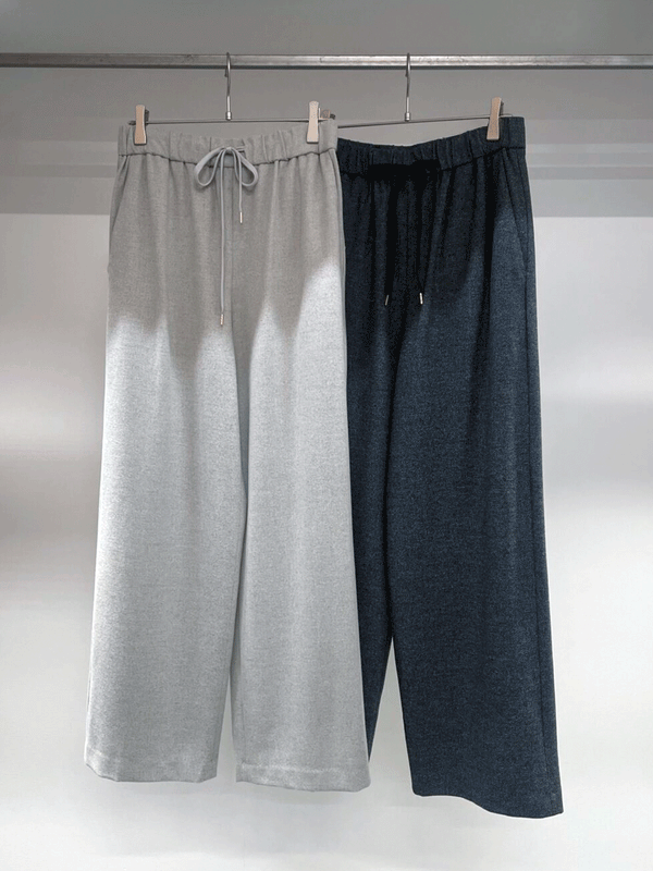 ツイード調両面起毛セミワイドパンツ