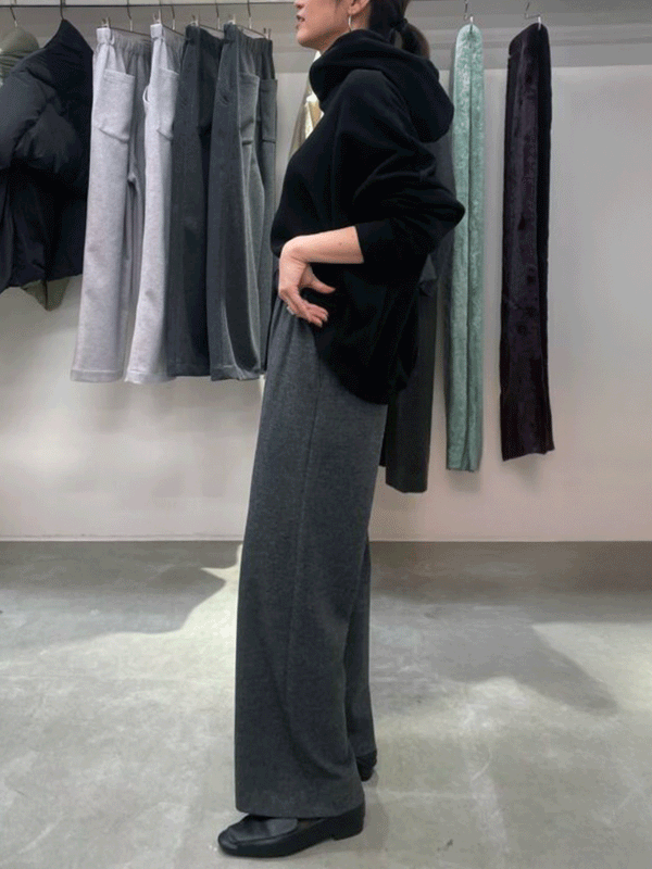 ツイード調両面起毛セミワイドパンツ