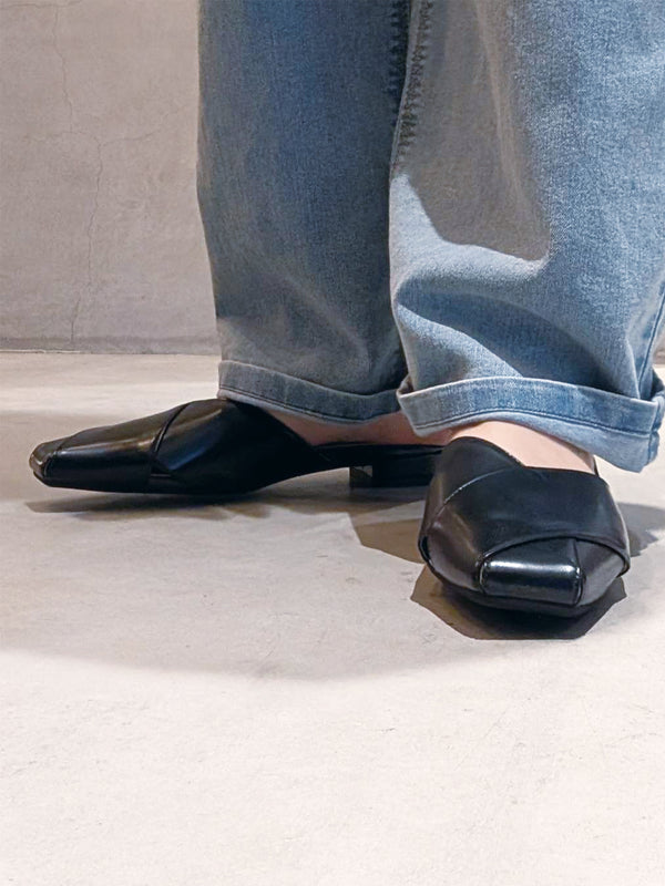 Cross Satin mules