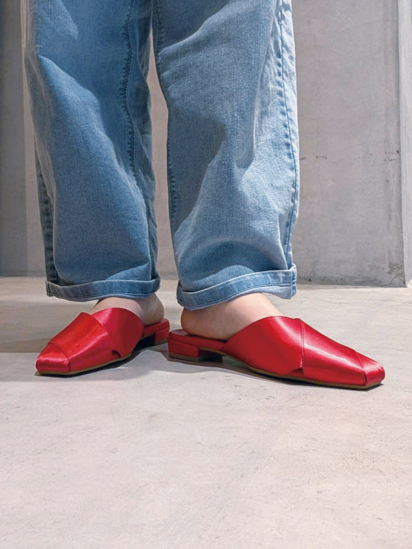 Cross Satin mules