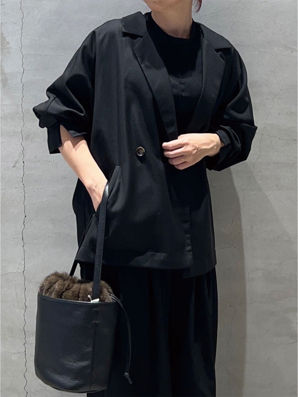 袖ギャザートレンチトッパー