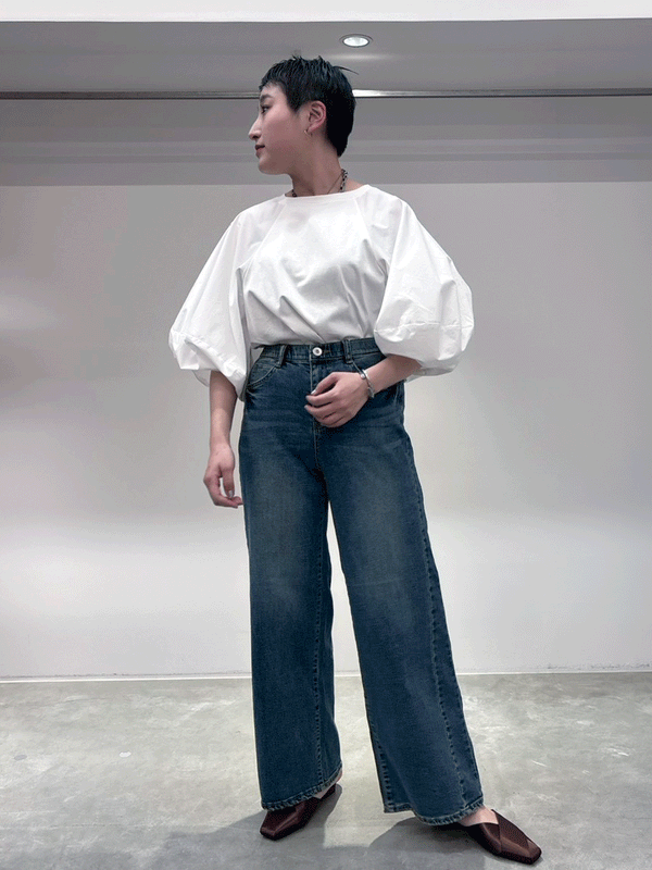 サイド切り替えセミワイドデニム