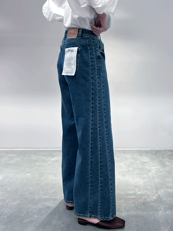 サイド切り替えセミワイドデニム