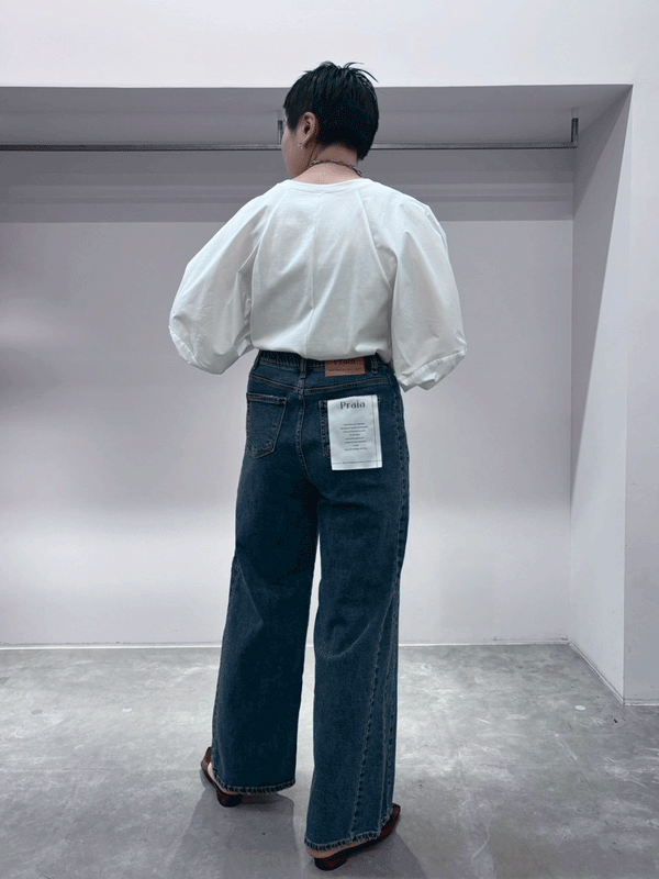 サイド切り替えセミワイドデニム