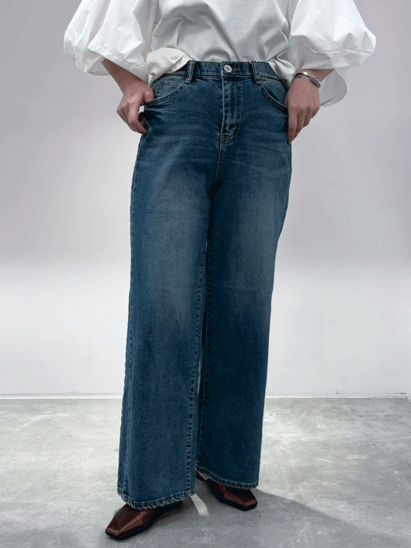 サイド切り替えセミワイドデニム