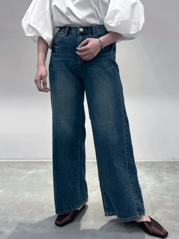 サイド切り替えセミワイドデニム