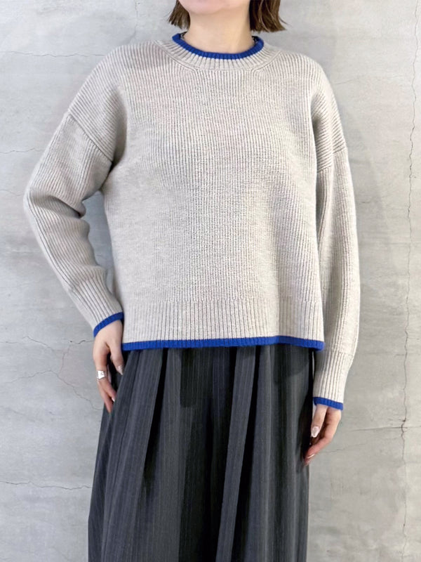 バイカラーライン畦編みニット