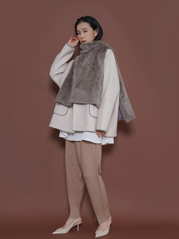 バックオーバーハイネックファーベスト