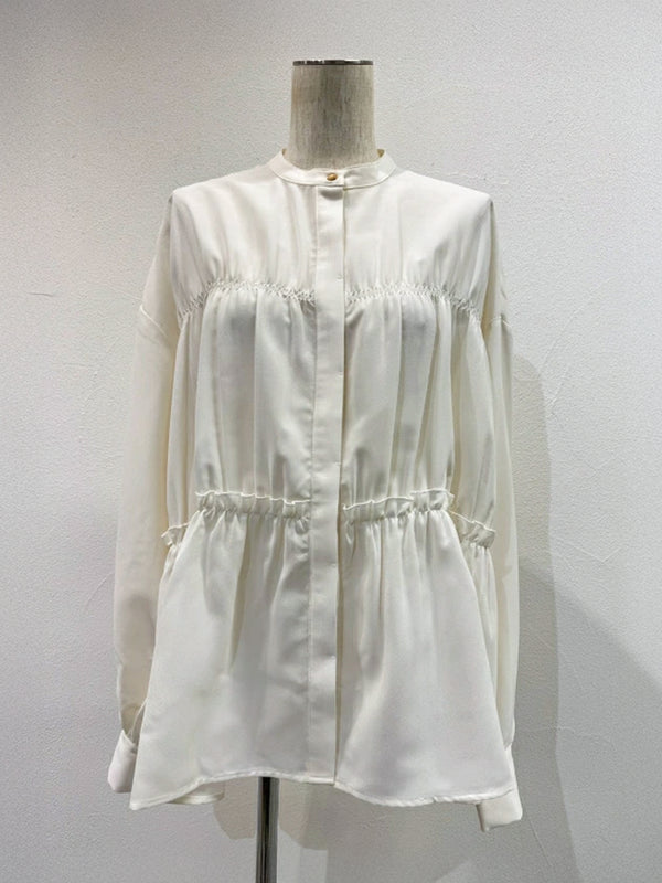 シャーリングティアードブラウス