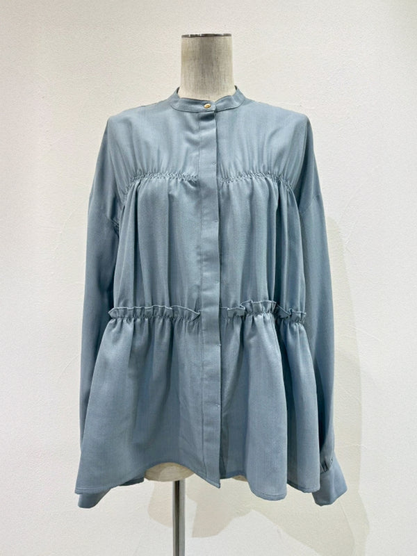 シャーリングティアードブラウス