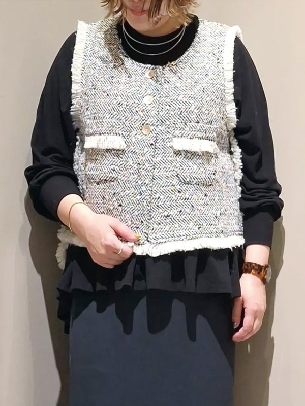 ランダムラメツィードオープンベスト