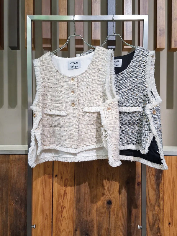 ランダムラメツィードオープンベスト