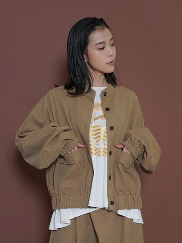 ワイドスリーブウーリーショートブルゾン