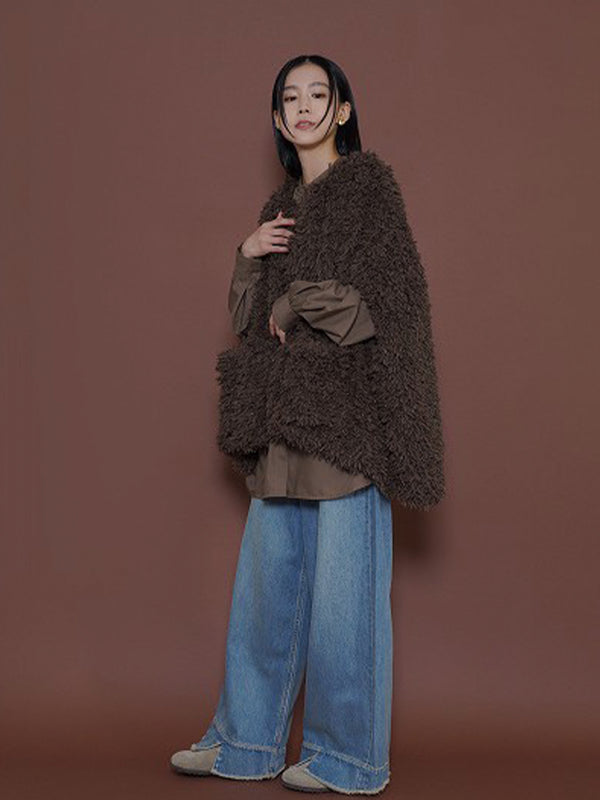 ラメシャギーポンチョ