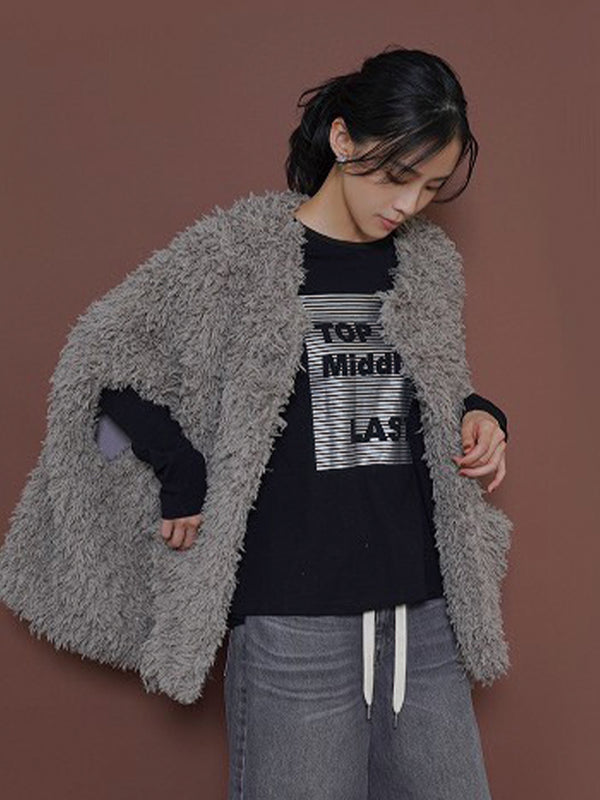 ラメシャギーポンチョ