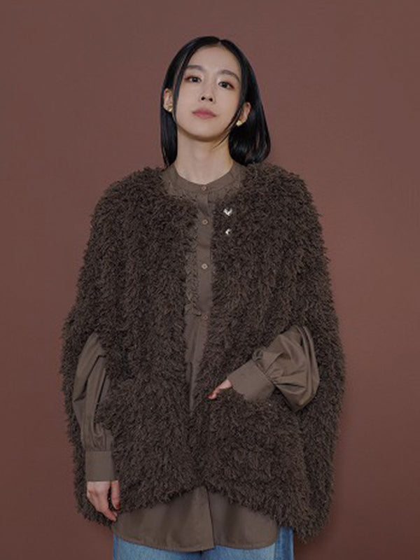 ラメシャギーポンチョ