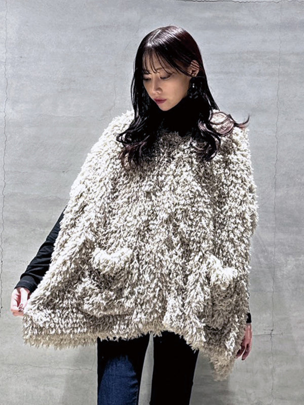 ラメシャギーポンチョ